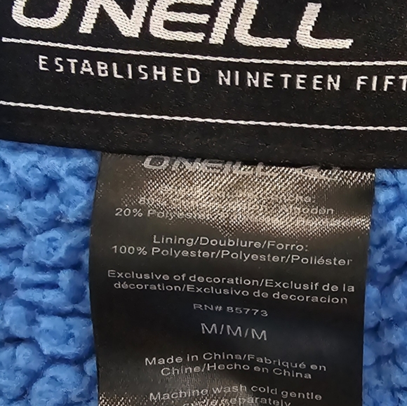 O'neill zipup dark grey hooded fleece jacket kids size medium - Picture 4 of 5